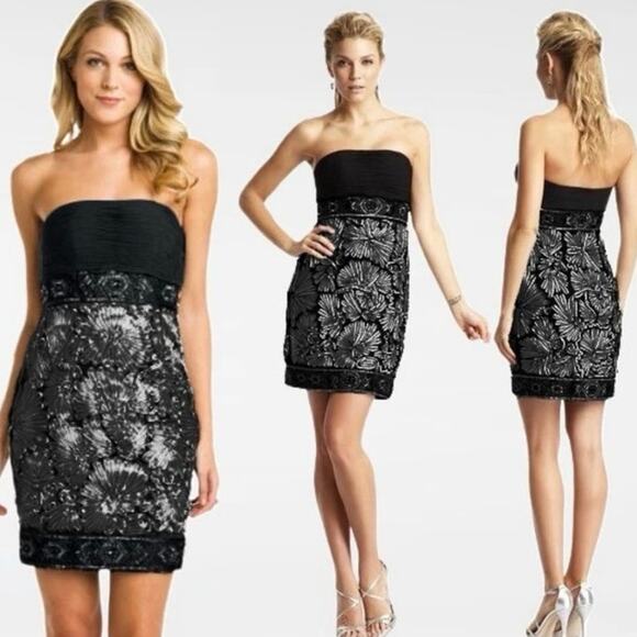 Sue Wong Vintage Y2K Nocturne Bead and Ribbon Embroidered Strapless Dress Size 6 - Picture 4 of 12